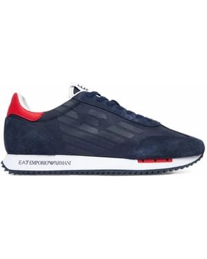 EA7 Sneakers Mit Wildledereinsätzen Und Logo-Patch - Blau