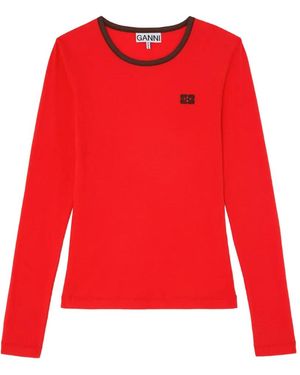 Ganni Long-Sleeve T-Shirt - Red