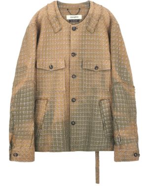 JiyongKim Collarless Tweed Jacket - Natural
