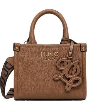 Liu Jo Mini Bag With Jacquard Shoulder Strap - Brown