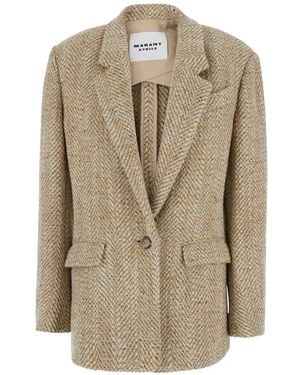 Isabel Marant Parly Herringbone-Knit Single-Breasted Blazer - Natural