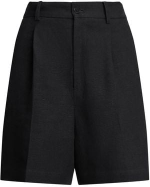 Ralph Lauren Pleated Linen Tailored Shorts - Black