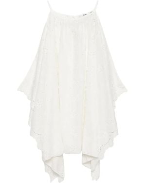 B+ AB Floral-Embroidered Top - White