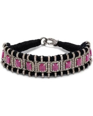 JIA JIA Pulsera Con Diamantes Y Rubíes - Blanco