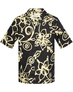 Samsøe & Samsøe Floral-Print Linen Shirt - Black