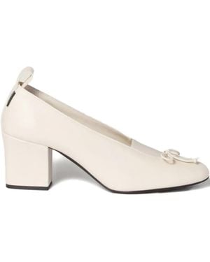 Miu Miu 65Mm Élan Bow-Embellished Block-Heel Pumps - Natural
