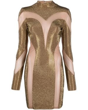 Philipp Plein Crystal-Embellished Paneled Dress - Natural