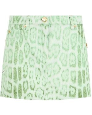 Roberto Cavalli Leopard-Print Skirt - Green