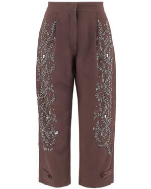 Stella McCartney Bead-Embellished Barrel-Leg Trousers - Brown