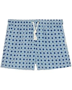 GASSA D'AMANTE Geometric-Print Drawstring Swim Shorts - Blue