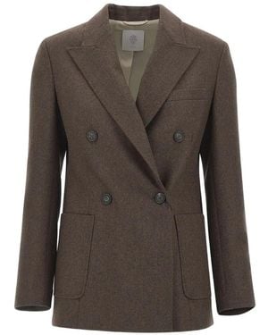 Eleventy Double-Breasted Peak-Lapel Jacket - Gray