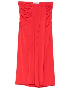 Vivetta Ruched Midi Skirt - Red