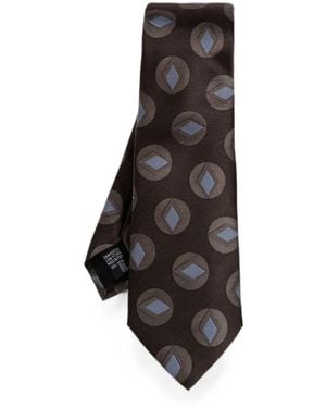Giorgio Armani Geometric-Print Silk Tie - Black