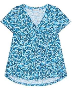 Maliparmi Shell A-Line V-Neck Top - Blue