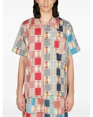 (DI)VISION Patchwork Short-Sleeve Shirt - Red
