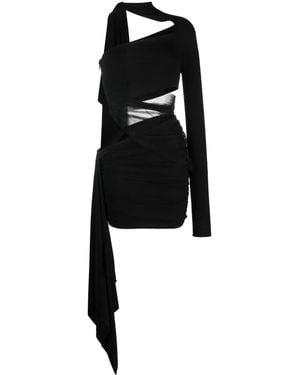 Mugler Asymmetric Cut-Out Mini Dress - Black