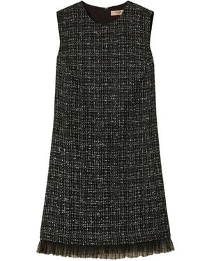 Twinset Short Bouclé And Plumetis Tulle Dress - Black