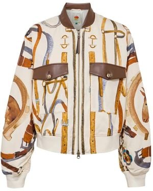 FARM Rio Bomberjacke Mit Ritteremblem-Print - Weiß