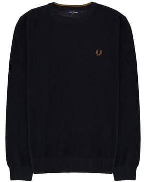 Fred Perry Sweat En Maille Gauffrée À Logo Brodé - Black