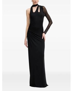 Silvian Heach Asymmetric Ruched-Detail Maxi Dress - Black