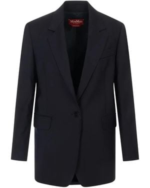 Max Mara Chamonix Single-Breasted Buttoned Blazer - Blue