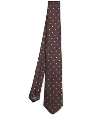 Canali Polka-Dot Jacquard-Weave Tie - Purple