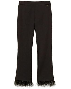 Twinset Flared Pants With Feathers - Black