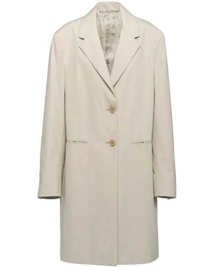 Prada Printed Cotton Overcoat in White | Lyst