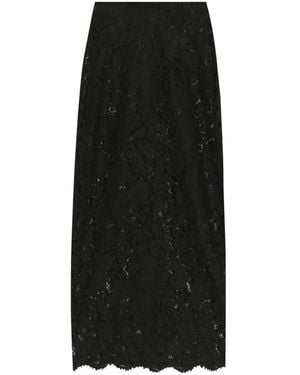Dolce & Gabbana Cordonetto Lace-Trim Midi Skirt - Black