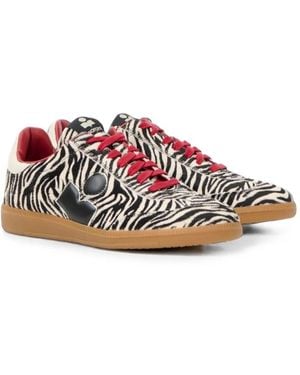 Isabel Marant Bryce Zebra-Print Leather Sneakers - White