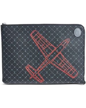 Trussardi Plane-Print Monogram Clutch Bag - Grey