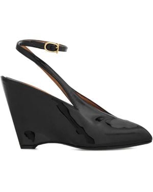 Ferragamo アンクルストラップ ウェッジパンプス 90mm - ブラック