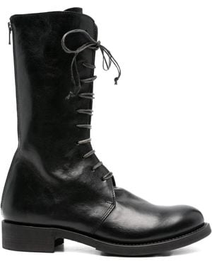 shotof Lace-Up Leather Boots - Black