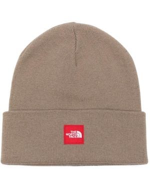 The North Face Logo-Patch Ribbed-Knit Beanie Hat - Gray