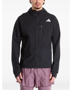 adidas Adizero Logo-Print Hooded Jacket - Blue