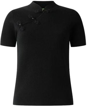 Shanghai Tang Knotted-Detail Qipao Top - Black
