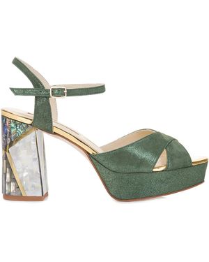 freya rose Zahra Ankle-Strap Heeled Sandals - Green
