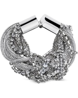 Area Messy Crystal-Embellished Multi-Strand Bracelet - Grey