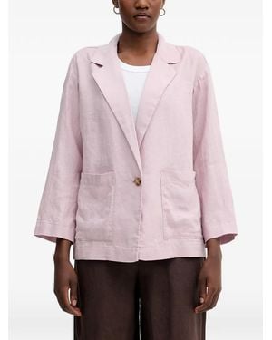 Benetton Single-Breasted Linen Blazer - Pink