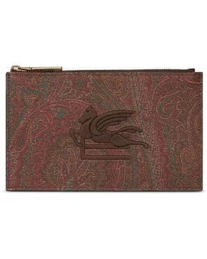 Etro Paisley-Print Cotton-Blend Wallet - Brown