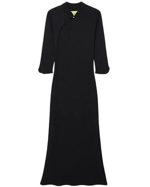 Shanghai Tang Prosperity Frog-Fastening Knitted Maxi Dress - Black