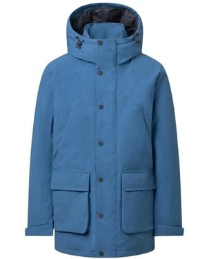 Ecoalf Abrigo Con Capucha Y Múltiples Bolsillos - Azul