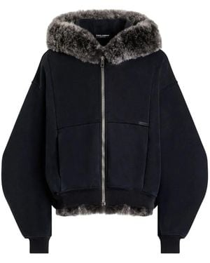 Dolce & Gabbana Fur-Trimmed Zip-Up Hoodie - Blue