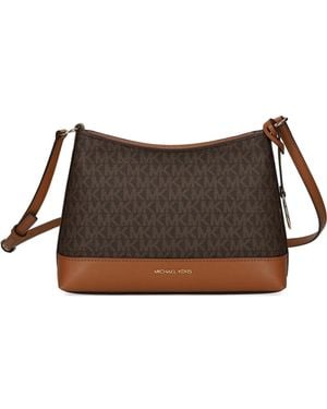 MICHAEL Michael Kors Logo Charm Monogram Cross Body Bag - Brown