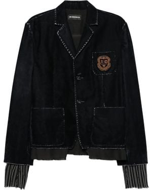 Ann Demeulemeester Giacca A Strati Con Logo - Nero
