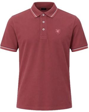 Blauer Agassiz Logo-Patch Tipped Polo Shirt - Red