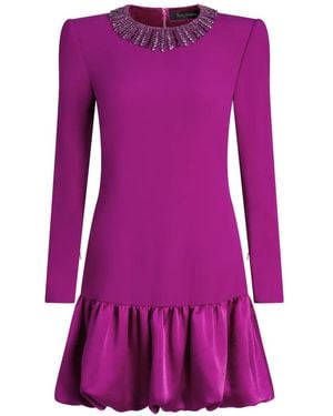 Jenny Packham Countessa Crystal-Embellished Puff-Hem Dress - Purple