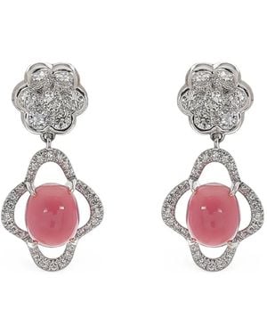 SABOO FINE JEWELS Conch Pearl And Diamond Flower Drop Earrings - Pink