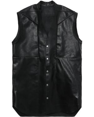 Rick Owens V-Neck Leather Vest - Black