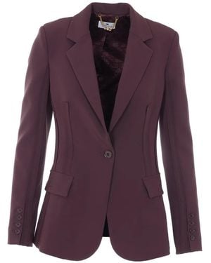 Elisabetta Franchi Double-Breasted V-Neck Jacket - Purple